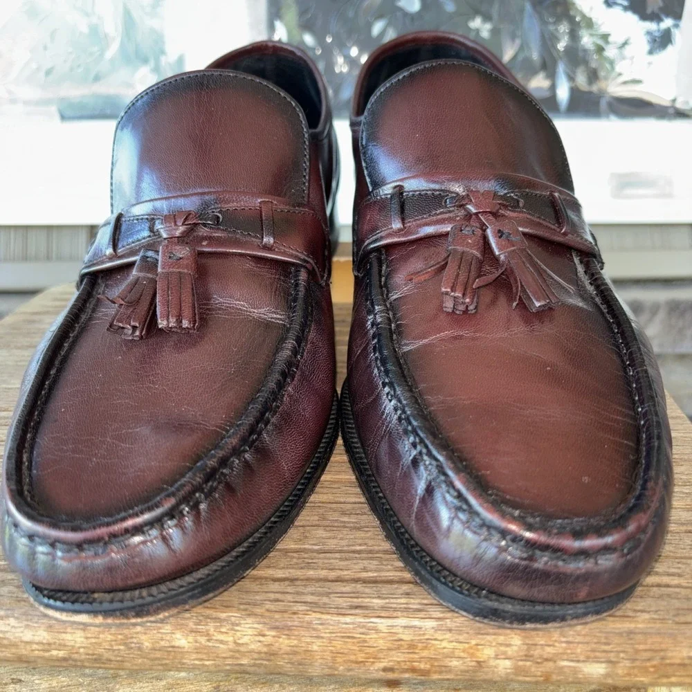 Vintage Florsheim Men's Burgundy Leather Tassel Dress Loafers Round Toe 12 3E